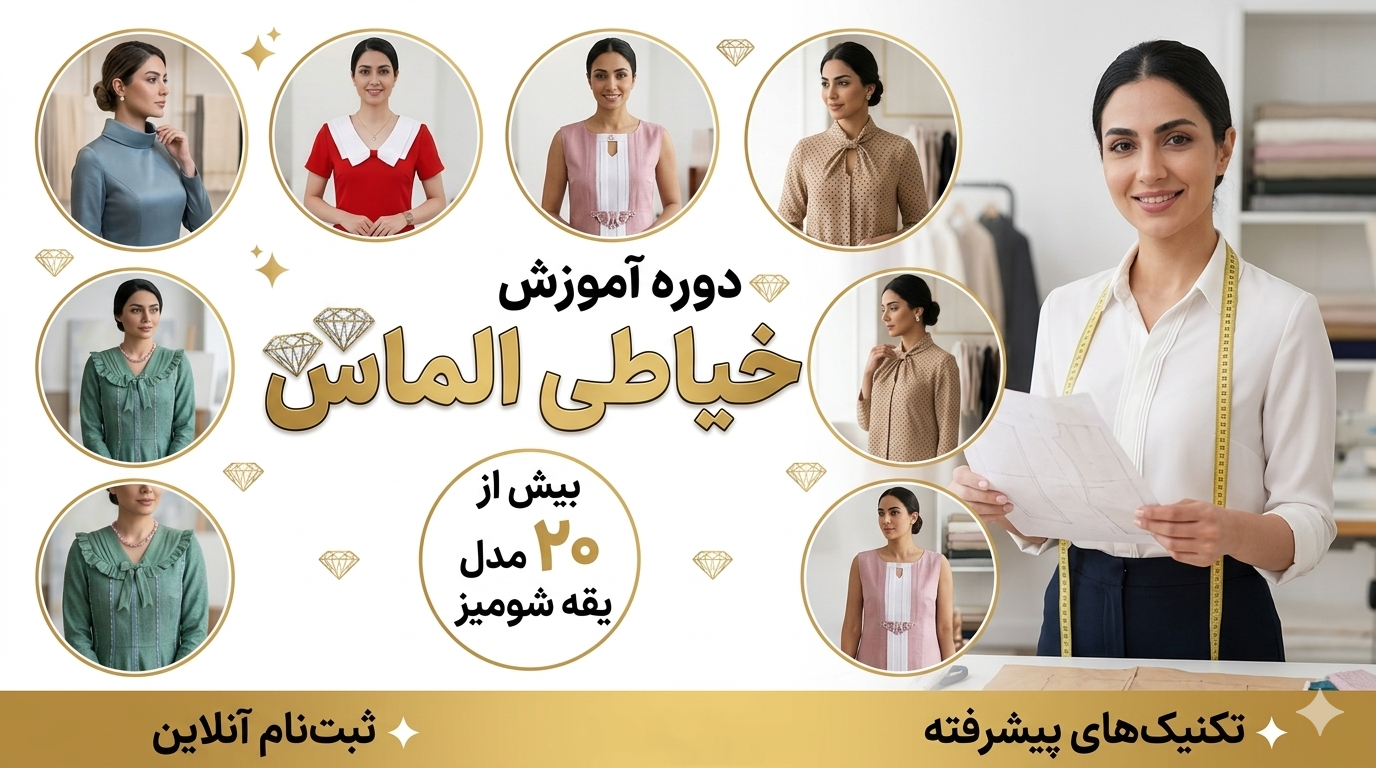 دوره آموزش خیاطی آموزش بیش از 20 مدل یقه شومیز