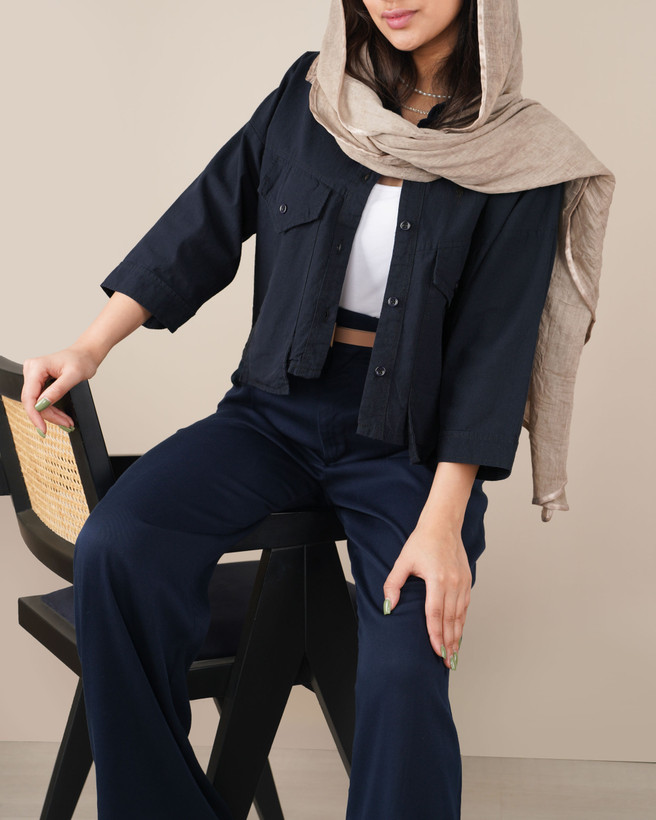 کت کراپ زنانه برند نازدونه لینن مدل روبیتا