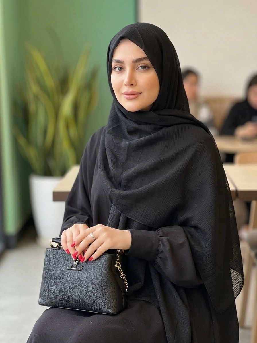 روسری مجلسی درختی جت بلک دوردوخت