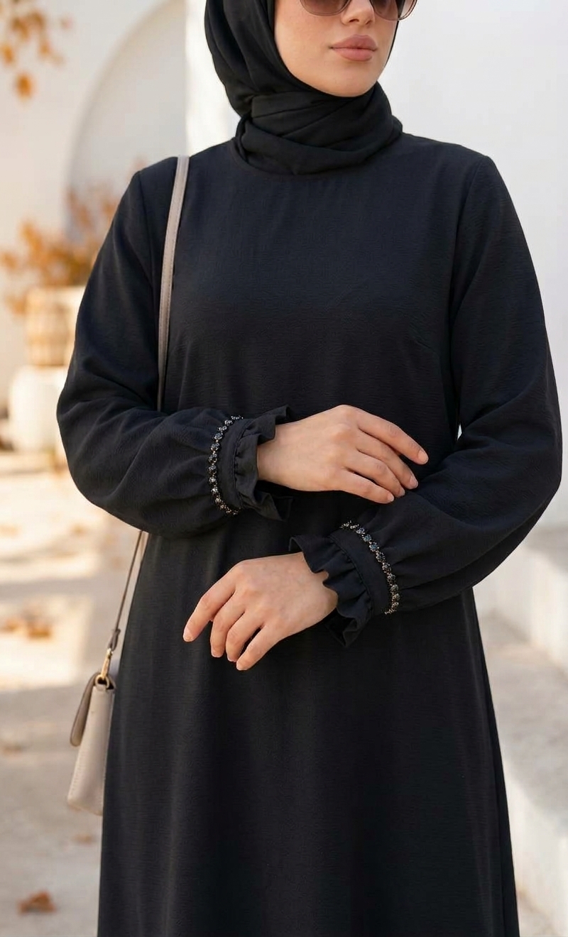 عبا مشکی ساده مدل پرنس الیزه