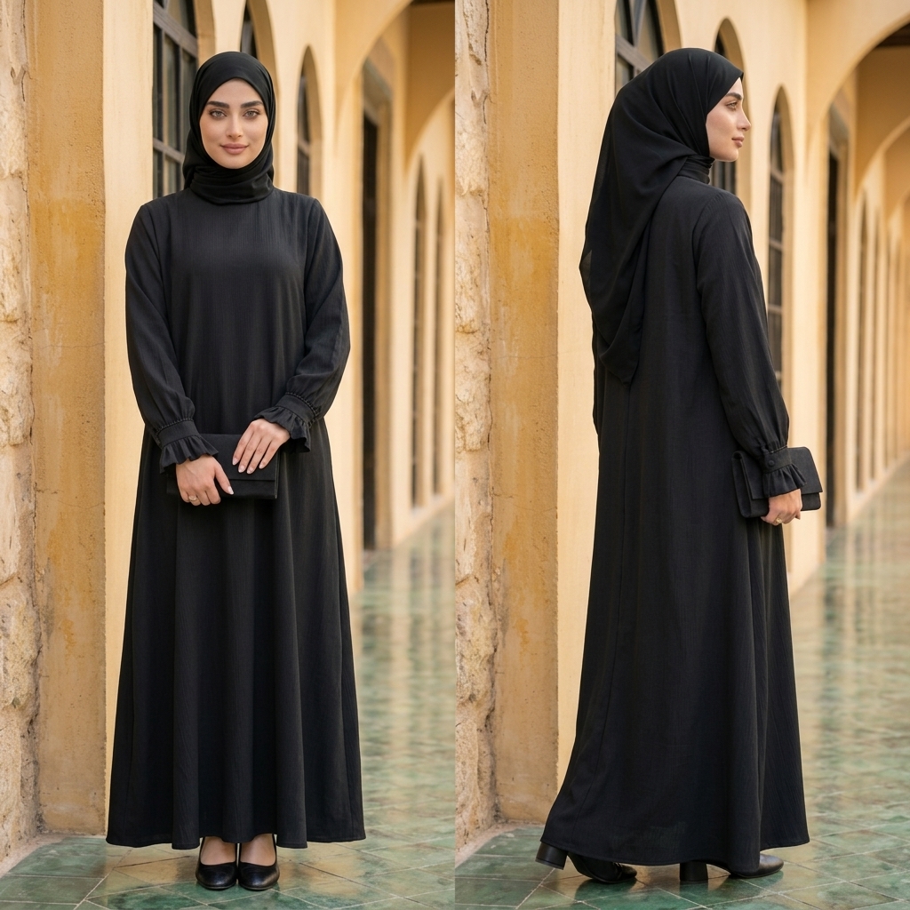 عبا مشکی ساده مدل پرنس کریشه